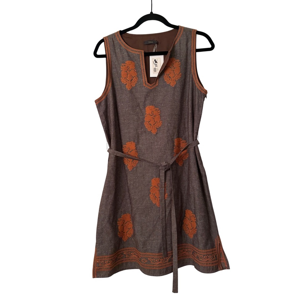 THML Gray and Orange Sleeveless Dress